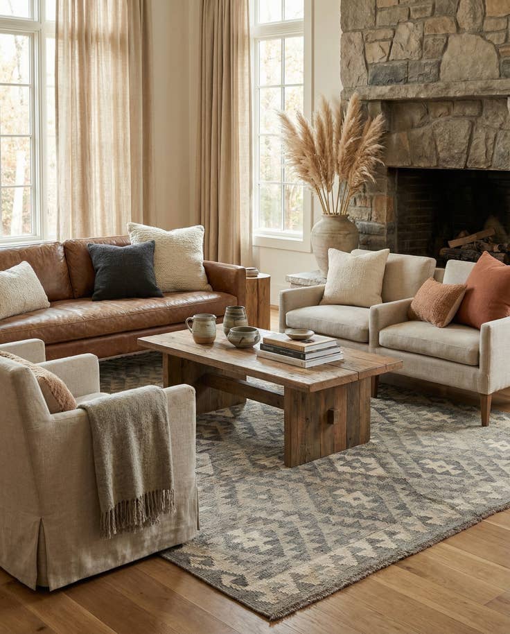 Detail image of 5' 4 x 6' 7 Hand Woven Kilim Maymana Wool Rug