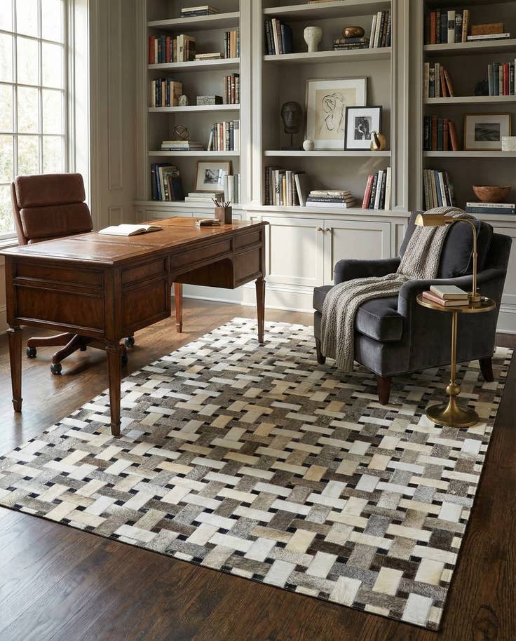 Detail image of 5' 2 x 8' Cowhide - Patchwork Rug