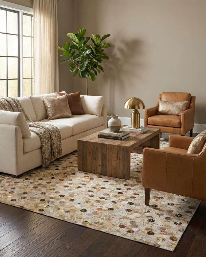 5' x 8' Cowhide Leather Rug