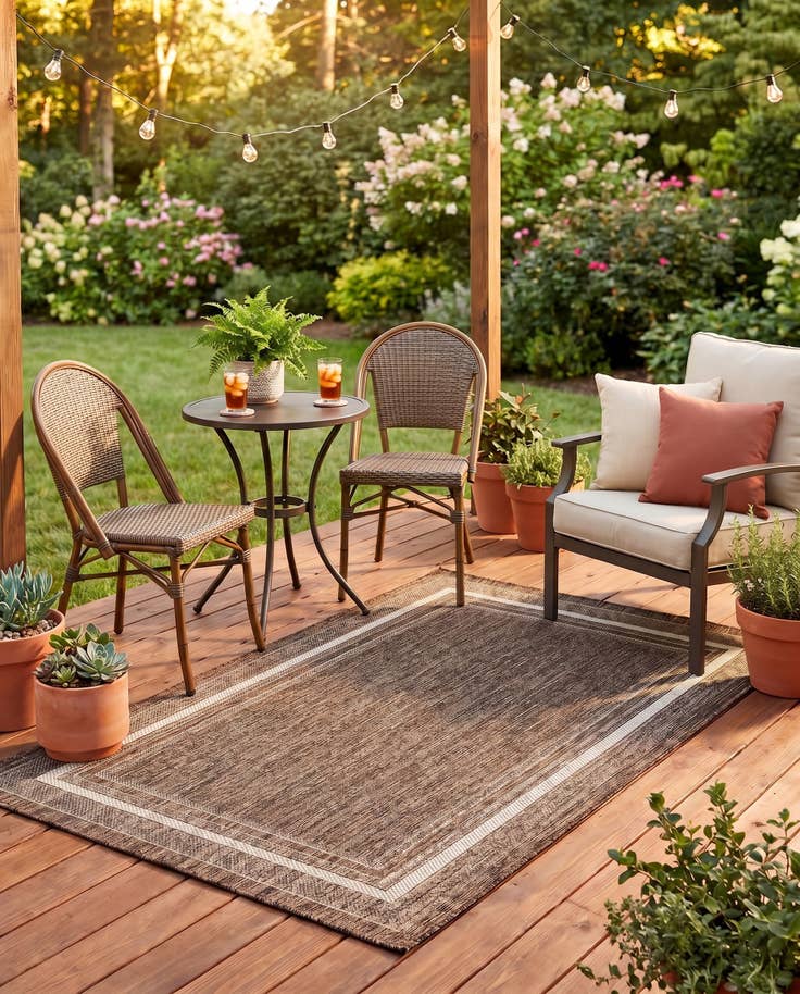 Detail image of 3' 1 x 5' 3 Easy-Clean Border Indoor / Outdoor Rug
