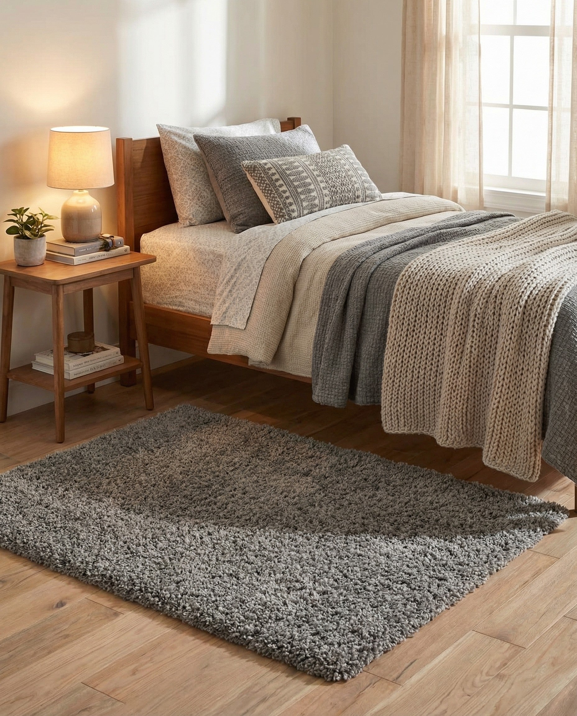  3' x 3' Solid Shag Square Rug