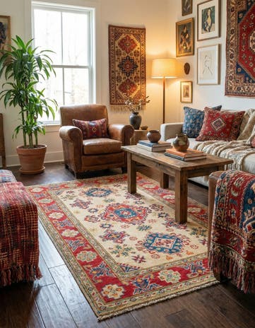 3' 2 x 5' 2 Hand Knotted Kazak Rug