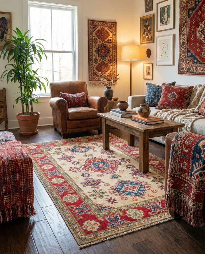 3' 2 x 5' 2 Hand Knotted Kazak Rug