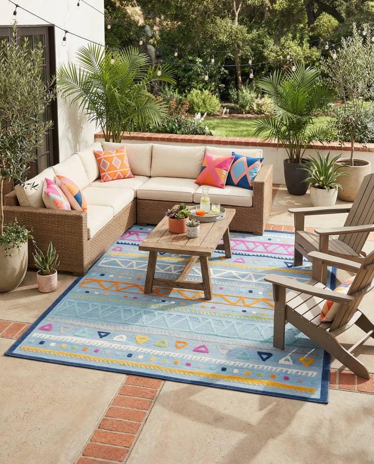 Detail image of 7' 3 x 9' 10 Easy-Clean Indoor / Outdoor Rug