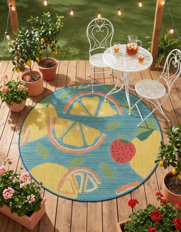 4' 1 x 4' 1 Easy-Clean Baja Indoor / Outdoor Round Rug
