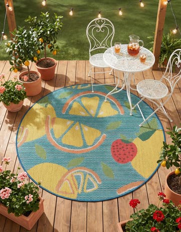 4' 1 x 4' 1 Easy-Clean Baja Indoor / Outdoor Round Rug