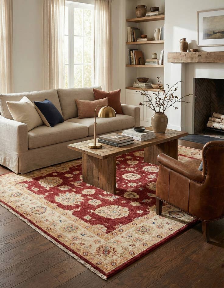 Detail image of 4' 10 x 6' 5 Hand Knotted Peshawar Ziegler Rug