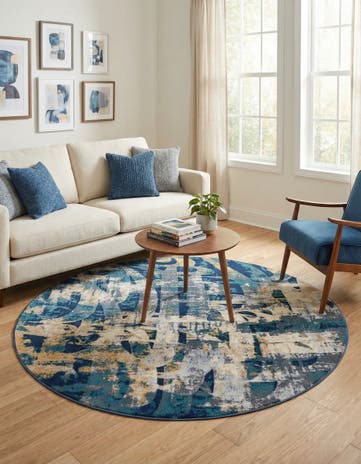 Navy Blue Gossamer Round Rug