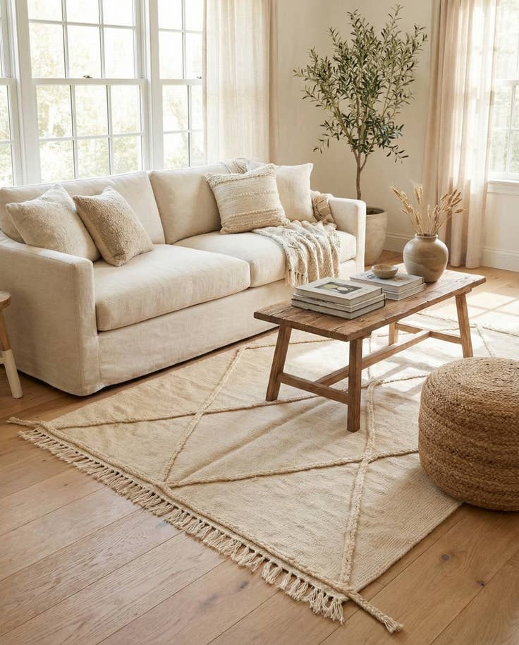 Detail image of 3' 6 x 5' Hand Knotted Moroccan Wool Rug