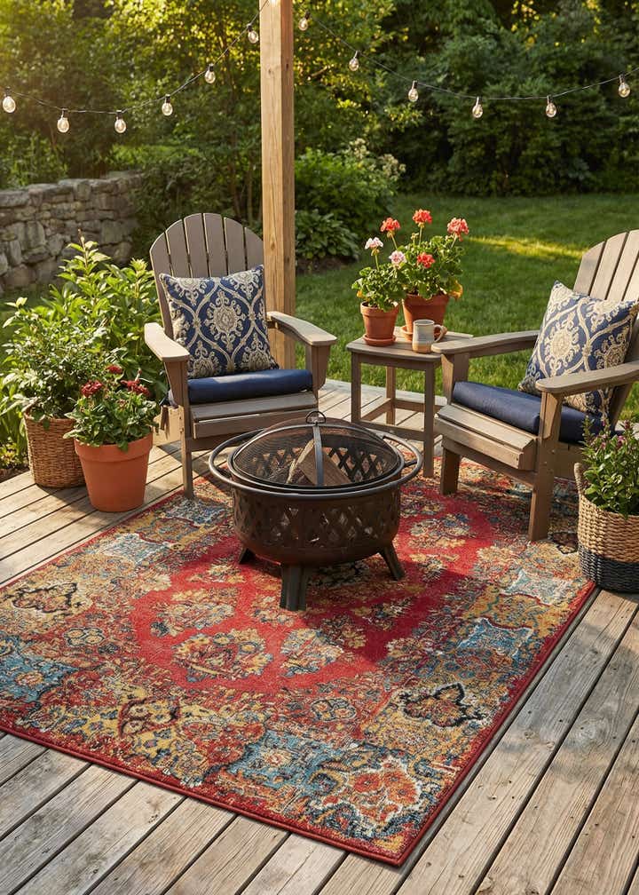 4' x 6' Easy-Clean Traditional Indoor / Outdoor Rug
