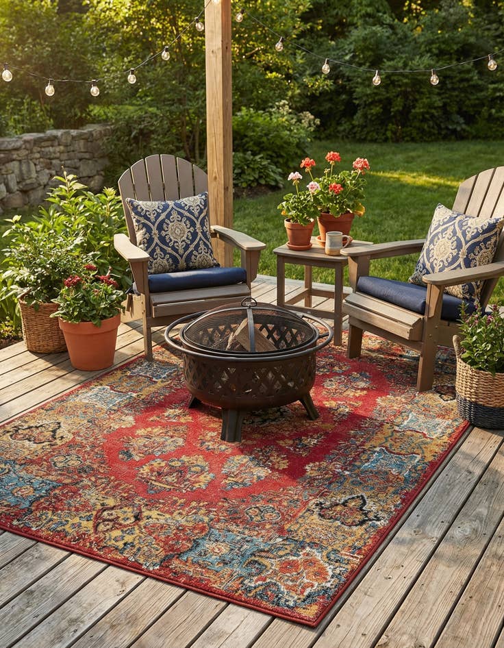 Detail image of 4' x 6' Easy-Clean Traditional Indoor / Outdoor Rug