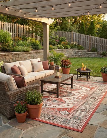 9' x 12' Easy-Clean Traditional Indoor / Outdoor Rug