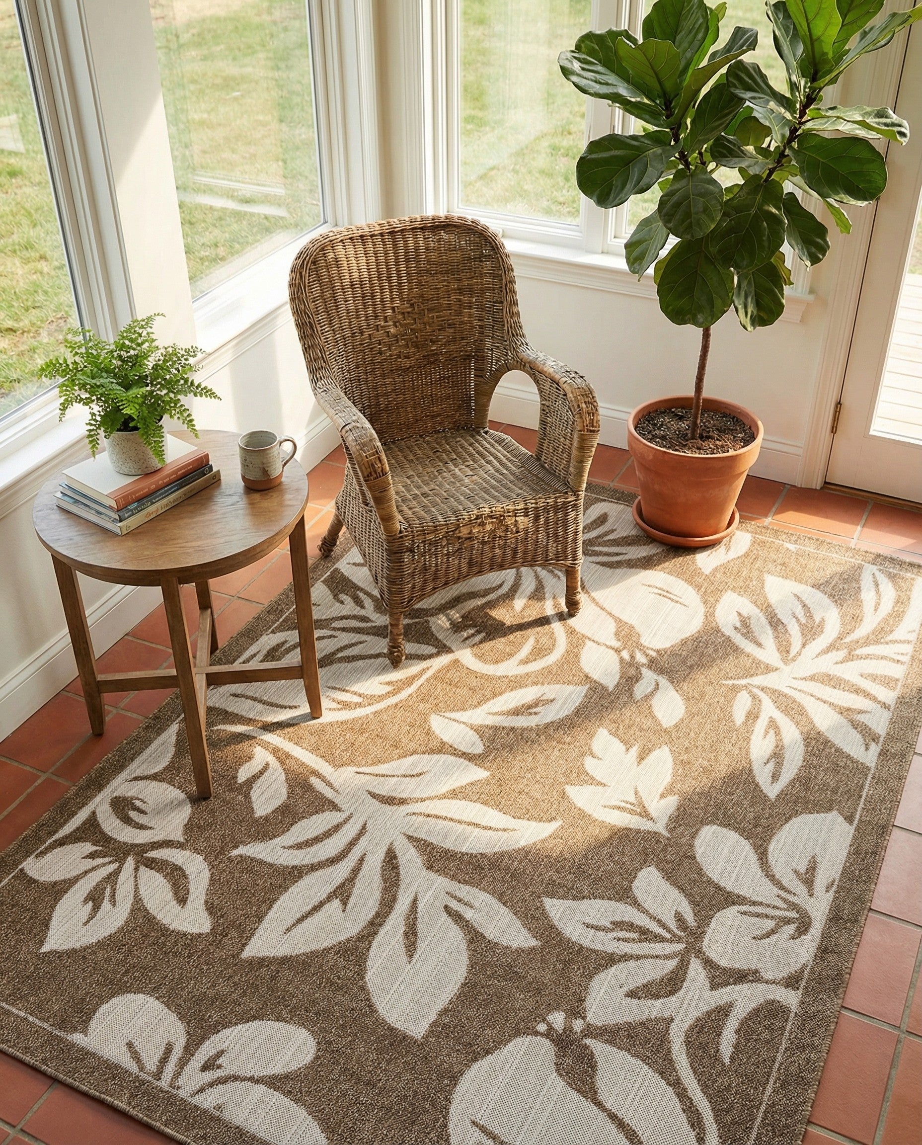 6' x 9' Easy-Clean Botanical Indoor / Outdoor Rug