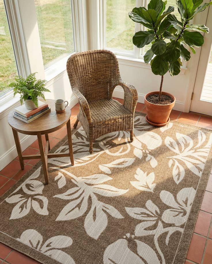 Detail image of 6' x 9' Easy-Clean Botanical Indoor / Outdoor Rug
