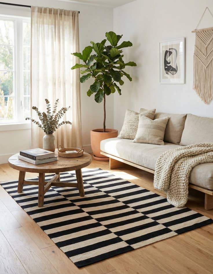 Detail image of 3' 4 x 4' 10  Hand Woven Kilim Modern Wool Rug