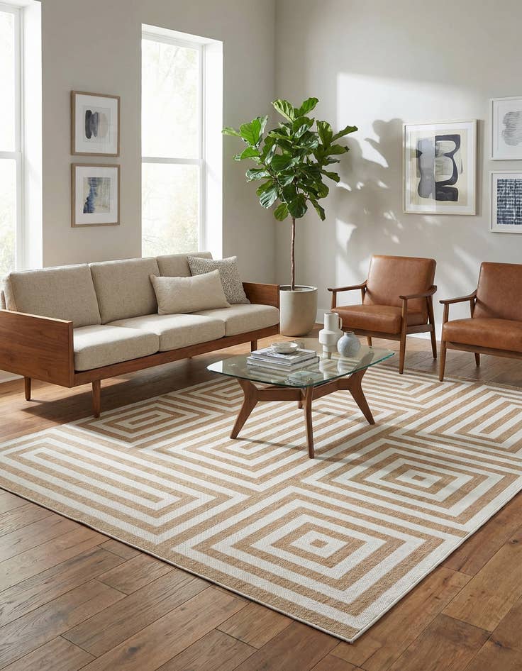 Detail image of 10' x 14'  Washable Modern Indoor / Outdoor Rug