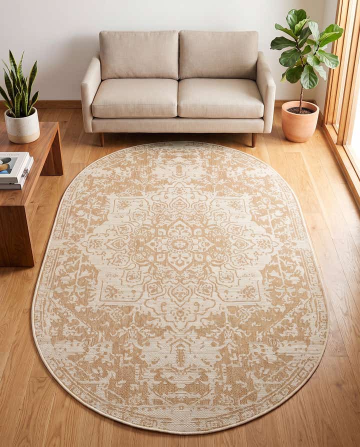 5' 3 x 8' Easy-Clean Jill Zarin Dubai Indoor / Outdoor Oval Rug