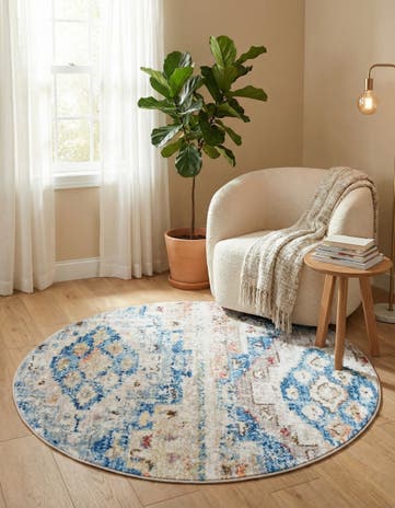 Light Blue Vega Round Rug