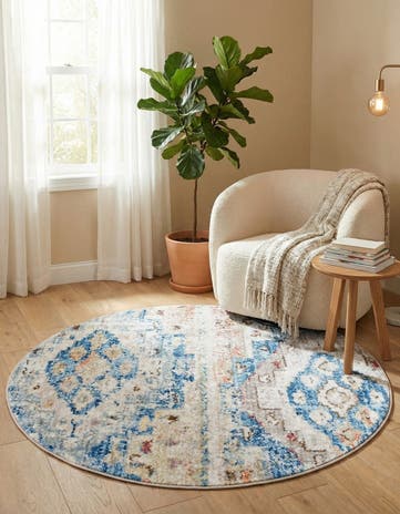 Light Blue Vega Round Rug