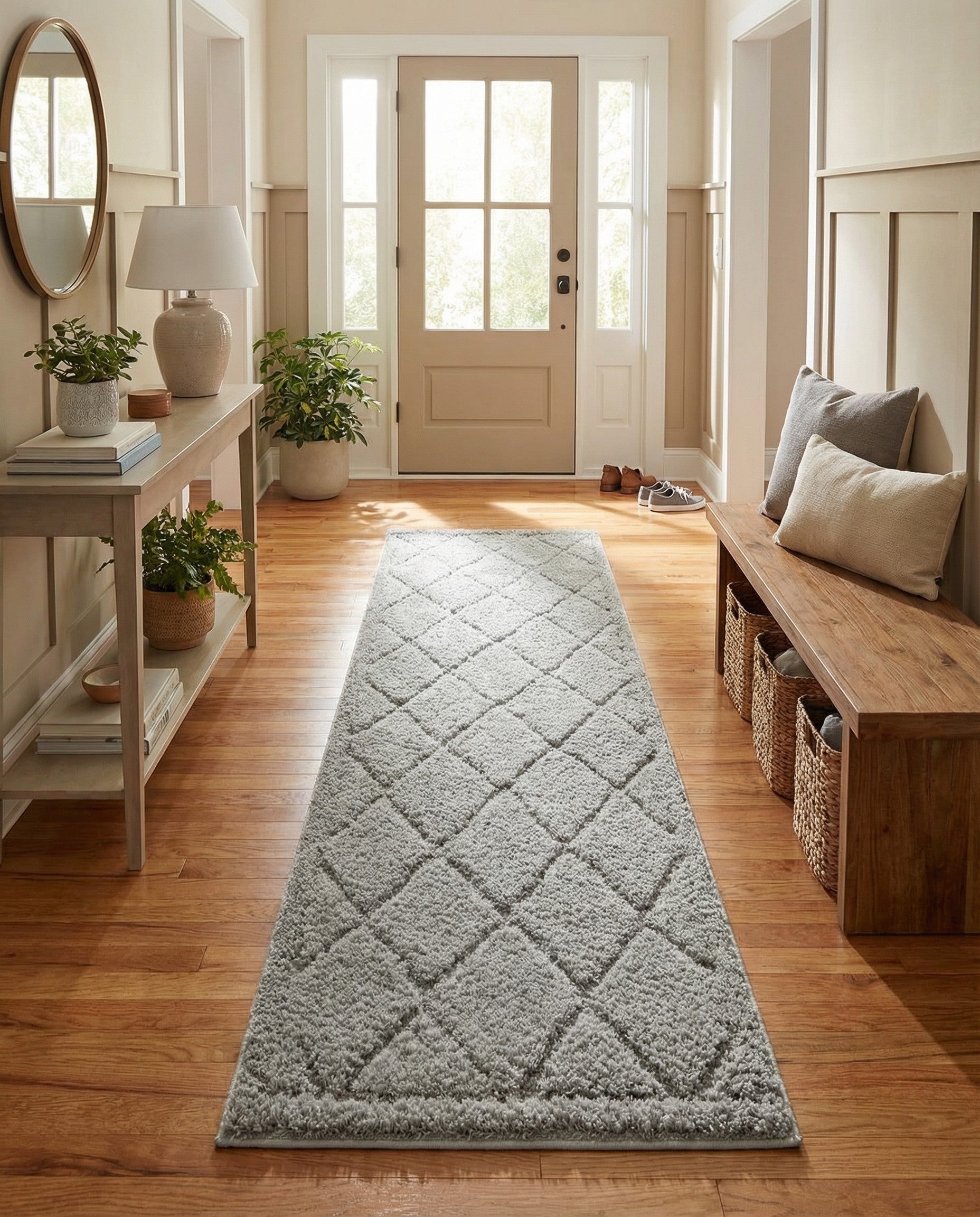  2' 7 x 10' Lattice Shag Runner Rug