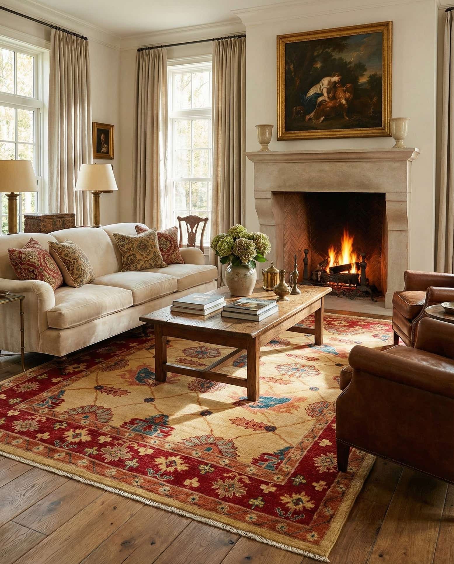 5' 9 x 7' 7 Hand Knotted Ziegler Wool Rug