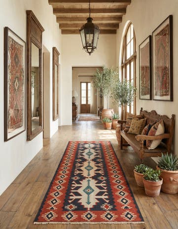 5' x 10' Hand Woven Kilim Afghan Wool Runner Rug