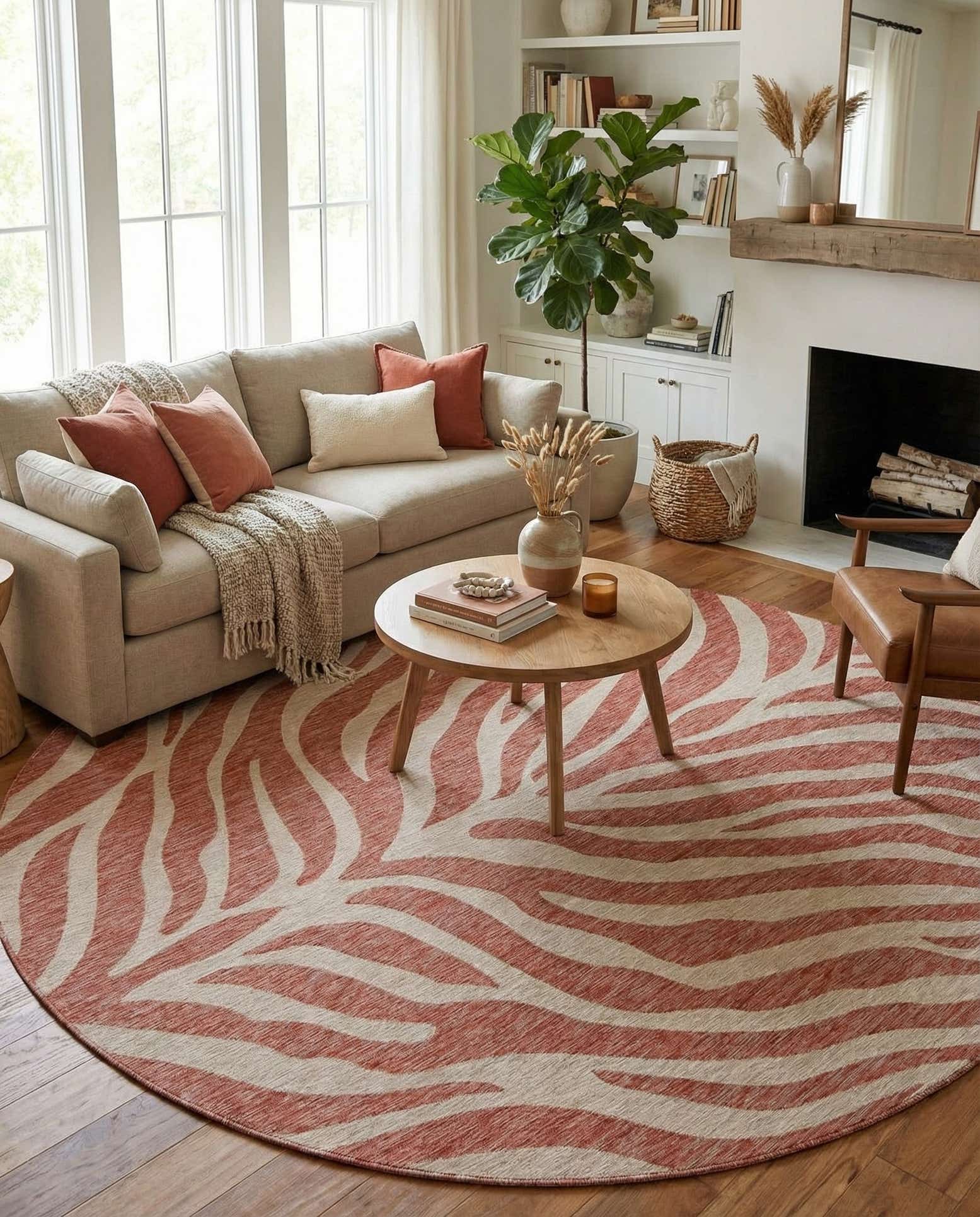 10' x 10' Easy-Clean Safari Indoor / Outdoor Round Rug