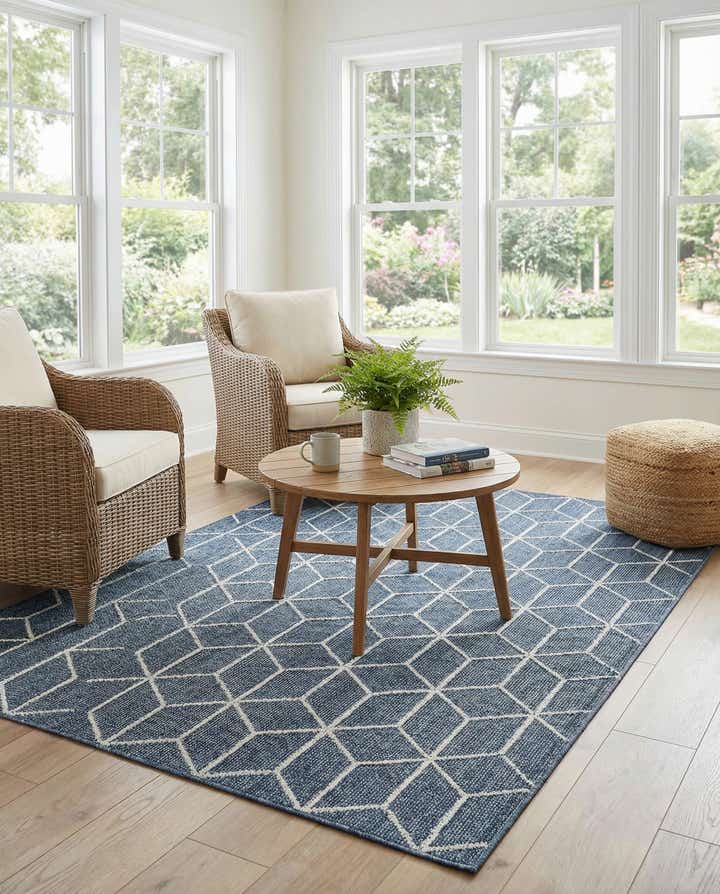 5' 3 x 8' Easy-Clean Lattice Indoor / Outdoor Rug