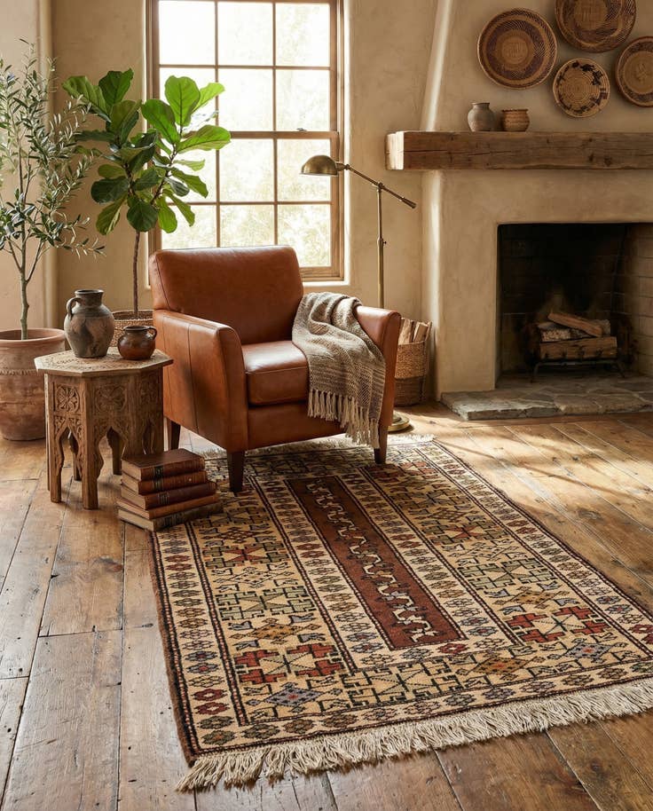 Detail image of 3' x 4' 8 Hand Woven Balouch Wool Rug