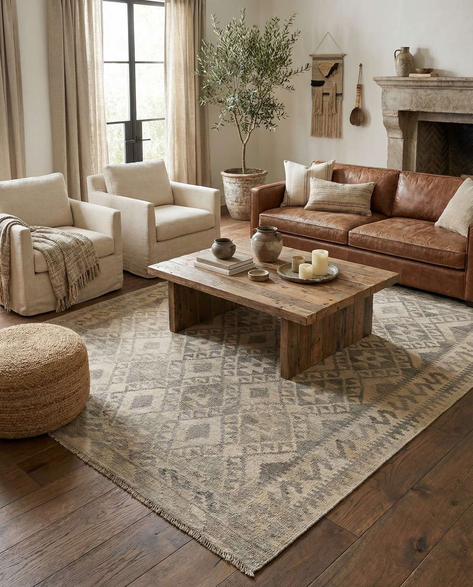 5' 2 x 6' 5 Hand Woven Kilim Maymana Wool Rug