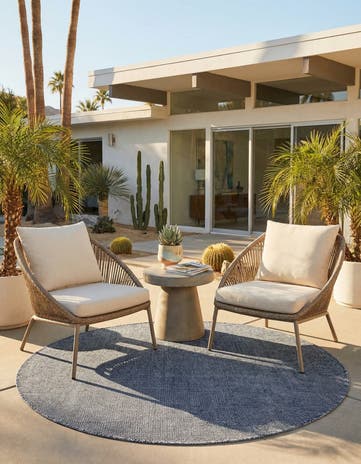 5' 1 x 5' 1 Easy-Clean Jill Zarin Palm Springs Indoor / Outdoor Round Rug