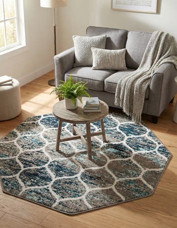 4' x 4' Lattice Frieze Octagon Rug