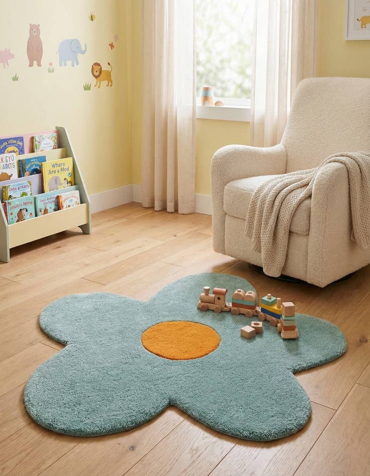 Detail image of 3' 1 x 3' 1 Happy Rugs Funky Flower Wool Round