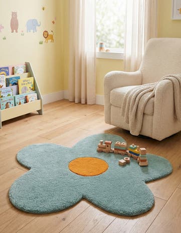 3' 1 x 3' 1 Happy Rugs Funky Flower Wool Round