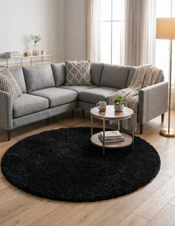 7' x 7' Solid Shag Round Rug