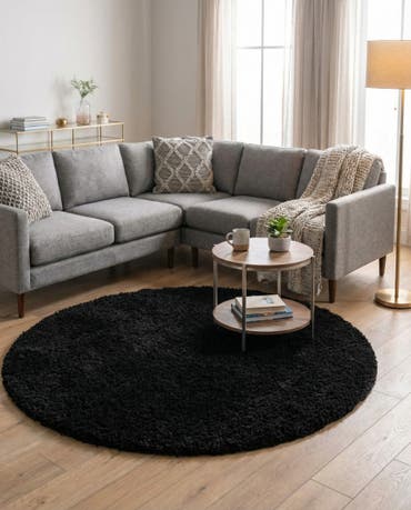  7' x 7' Solid Shag Round Rug