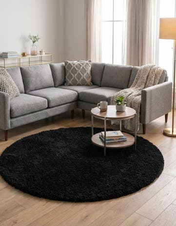 7' x 7' Solid Shag Round Rug