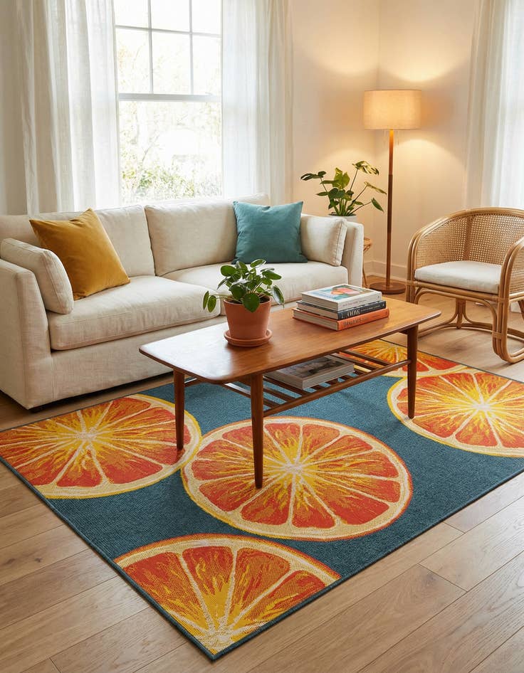 Detail image of  5' 3 x 8'  Washable Modern Indoor / Outdoor Rug