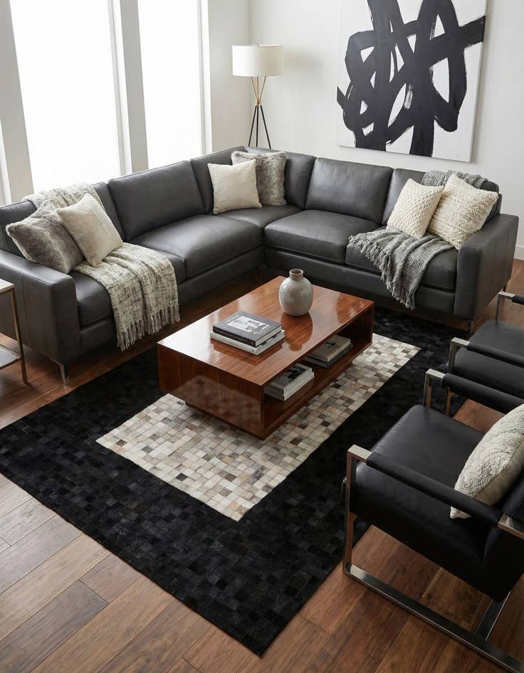 Detail image of 5' x 8' Cowhide - Patchwork Rug