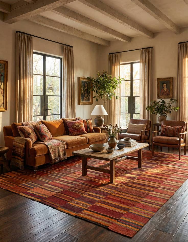 Detail image of 12' 6 x 15' 5  Hand Woven Kilim Modern Wool Rug