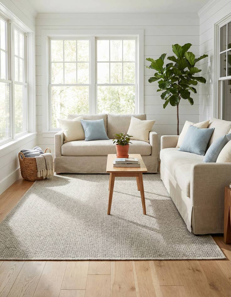 Detail image of 5' 3 x 5' 3  Washable Solid Indoor / Outdoor Square Rug