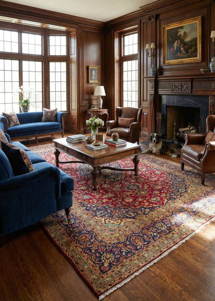 8' 4 x 12' 6 Hand Knotted Kashan Persian Wool Rug