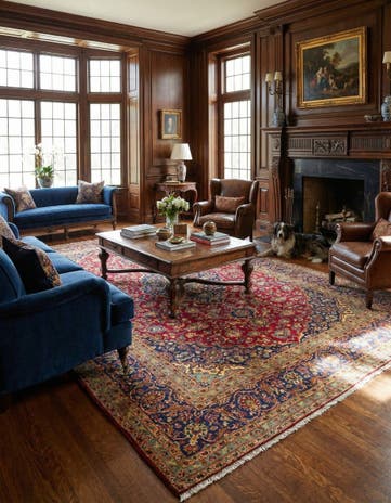 8' 4 x 12' 6 Hand Knotted Kashan Persian Wool Rug
