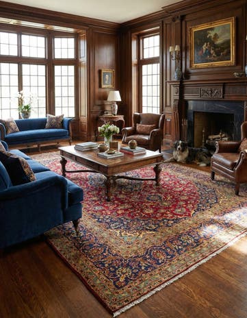 8' 4 x 12' 6 Hand Knotted Kashan Persian Wool Rug