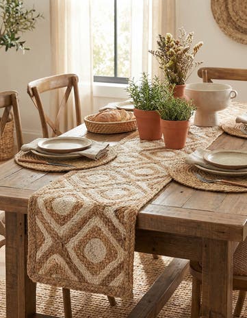 Natural Handmade Braided Jute Table Runner Rug