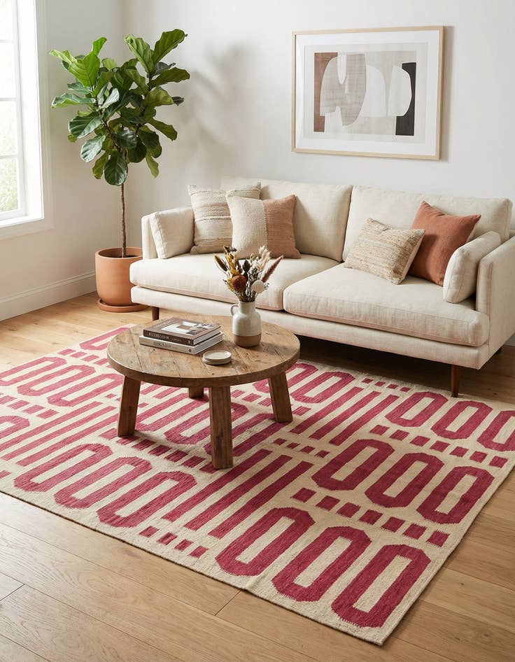 Detail image of 5' 1 x 6' 8  Hand Woven Kilim Modern Wool Rug