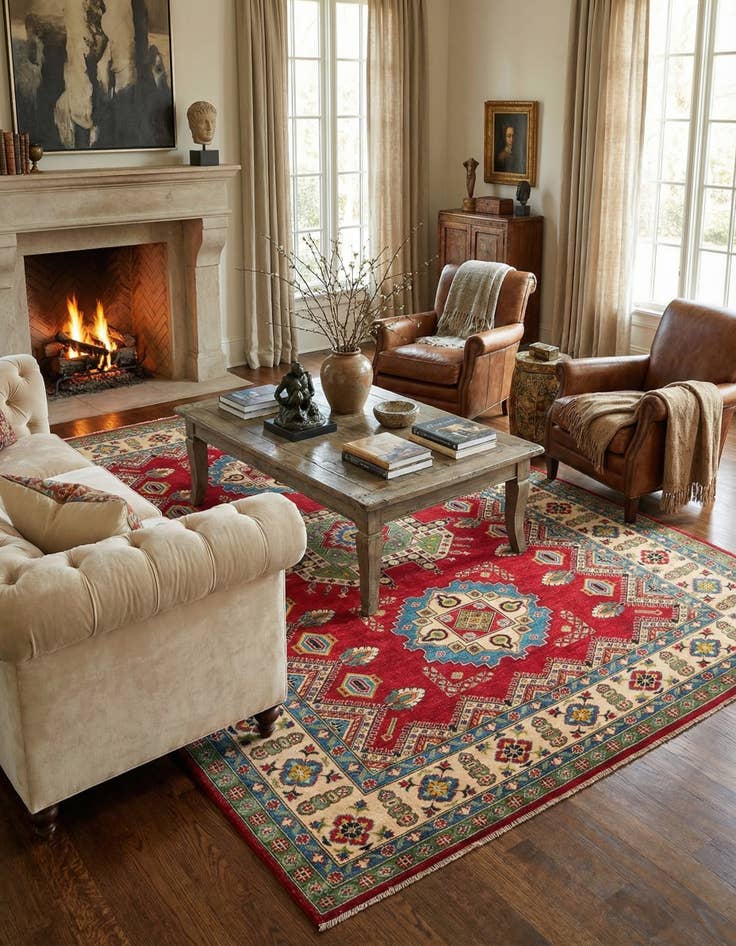 Detail image of 6' 7 x 10' 5  Hand Knotted Kazak Rug