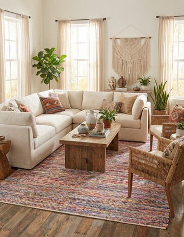 Multi White Hand Woven Chindi Cotton Rug