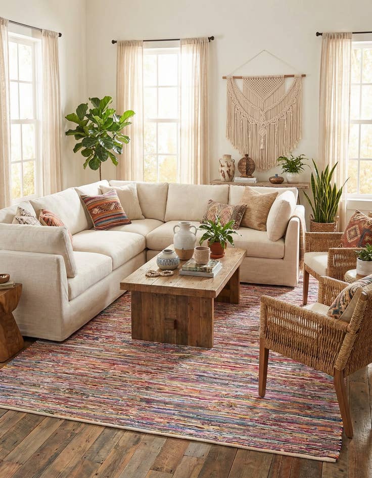 Detail image of  10' x 14'  Hand Woven Chindi Cotton Rug