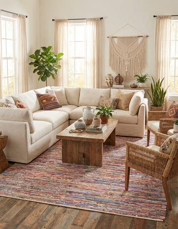 Multi White Hand Woven Chindi Cotton Rug